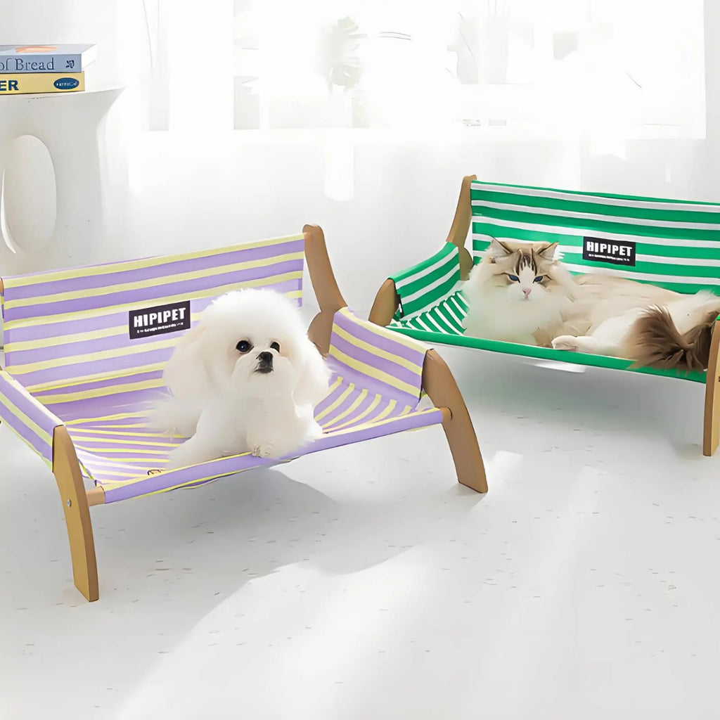 Elevated Wooden Pet Cot, Breathable & Moisture-Resistant (Summer)
