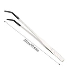2Pcs Stainless Steel Tweezers Set Straight & Curved Bent Tip Feeding Tongs for Reptile Lizard Spider Craft Jewelry Repair