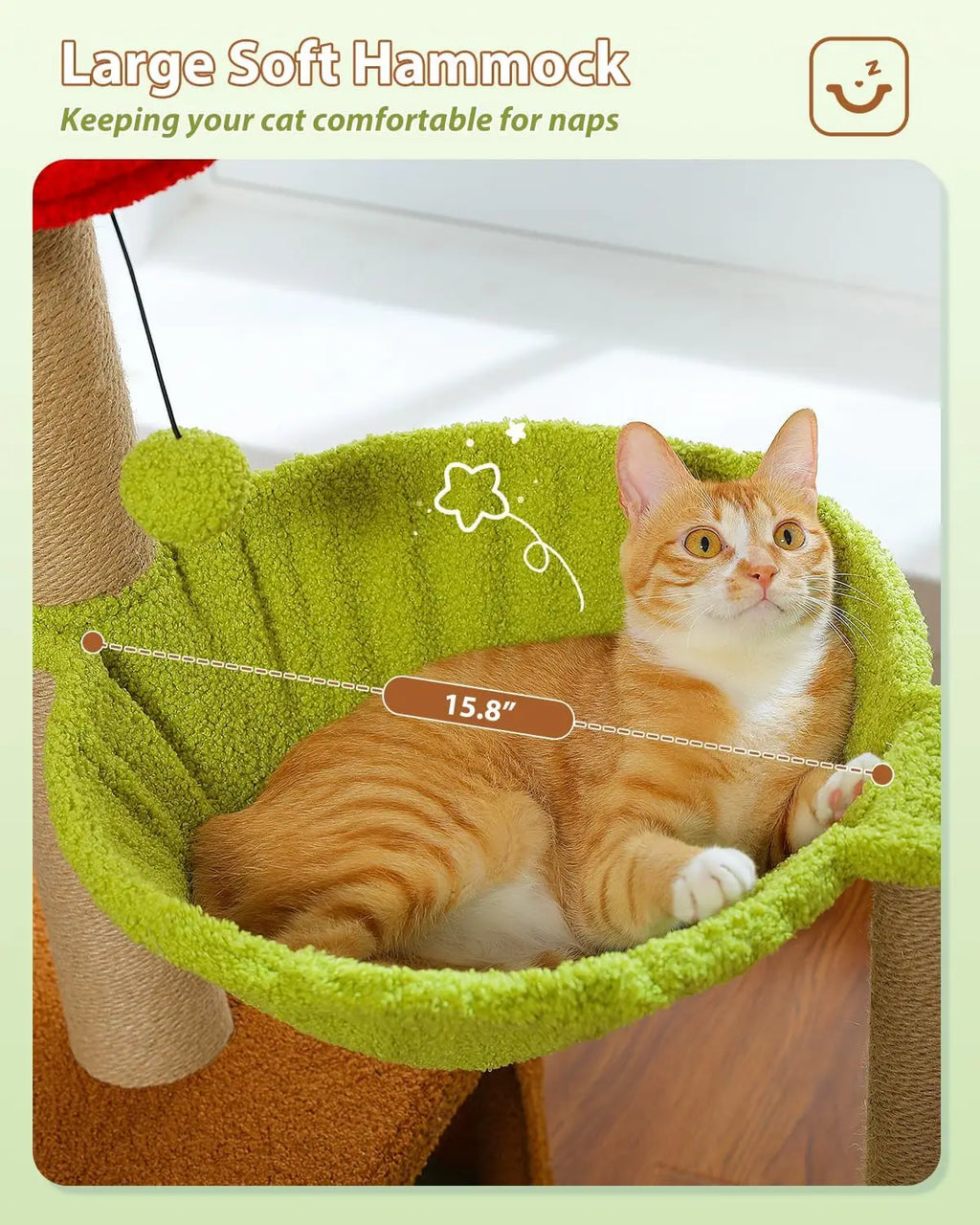 35in Cat Tree with Sisal Posts, Hammock & Flower Bed (Brown)