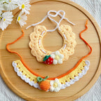Hand-Knitted Plant-Theme Pet Bow Tie Scarf — Adjustable Elastic Cat & Dog Collar Necklace Gift