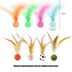 Feather Stick Bouncy Ball Cat Toy — Catnip Feather Tossing Ball for Self-Relief Interactive Play