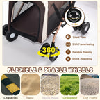 Double Pet Stroller for Dogs and Cats, Foldable Frame, 3-in-1 Convertible Carrier/Tote, Shockproof Wheels, Brake System, Fixed Safety Leashes for Small/Medium Pets in Multi-Pet Homes(Khaki)