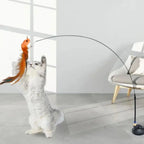 Suction Cup Bird Head Cat Teaser Wand — Plush Simulated Bird Stick Interactive Cat Toy