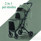 Double Pet Stroller for Dogs and Cats Travel Carriage with Safety Beltsand 4 Lockable Wheels  Foldable for Multi-Pet Medium