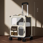 High Quality Durable Large Storage with Feeding Window Bag Ventilated Breathable Pet Carrier Backpack with Wheels