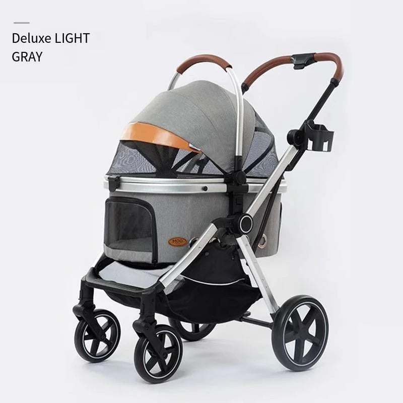 2026 New One Click Automatic Folding Pet Cart Large Space Dog Cat Stroller Outdoor Travel Shopping Mall Pet Carrier