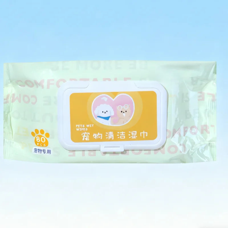 3 Packs, 80 Pet Wipes Per Pack, Pet Wipes for Cats and Dogs, Specially Designed for Wiping Tear Stains and Cleaning Body Parts, No-Rinse, Deodorizing, Cleaning Wet Wipes