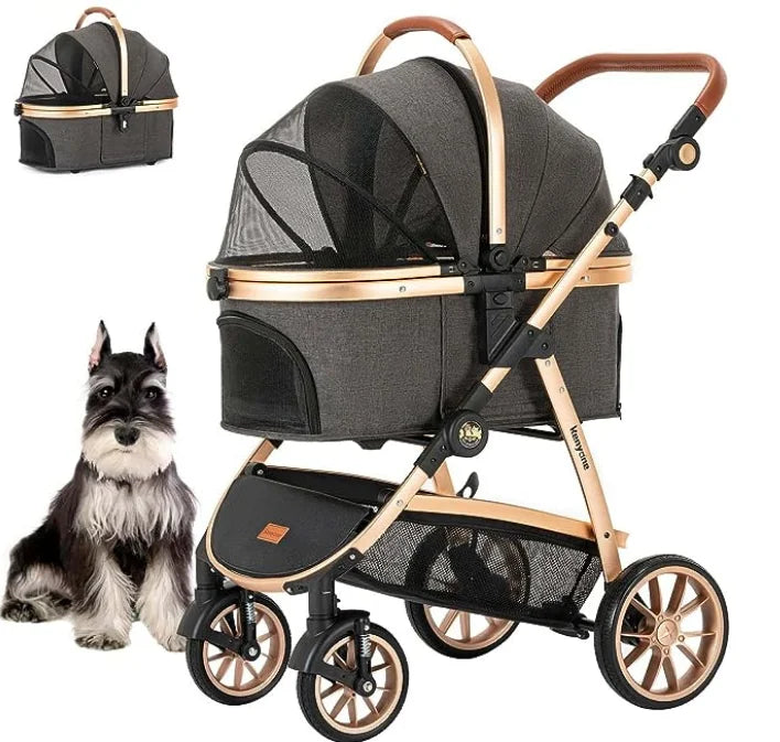 High Quality Luxury Pet Stroller for Small Medium Dogs Large Cats with Removable Carrier