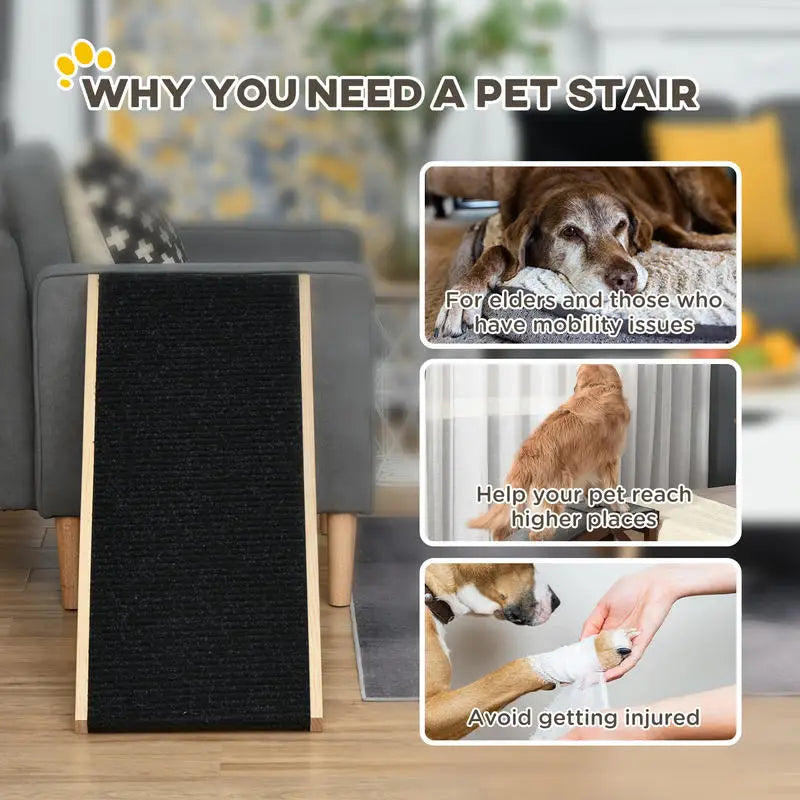 PawHut Foldable Elevated Pet Ramp (35.5x16x24in, Black)