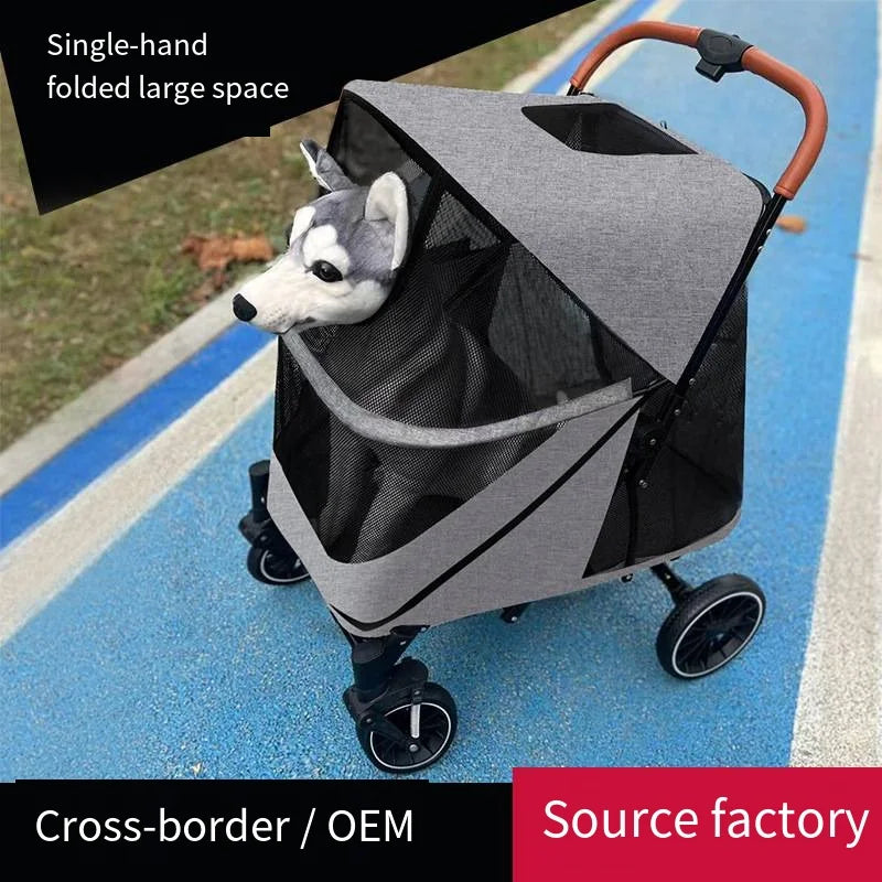 Foldable Medium To Large Pet Stroller with A Load-bearing Capacity of Up To 55kg Providing Ample Space for Elderly Dogs 2025 New