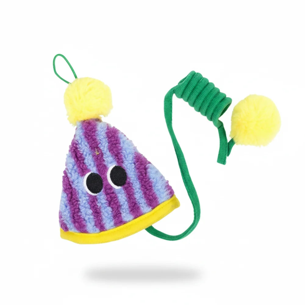 Ceiling-Mounted Elastic Spring Cat Toy — Stretchable Bite-Resistant Parachute Ball Interactive Cat Exerciser