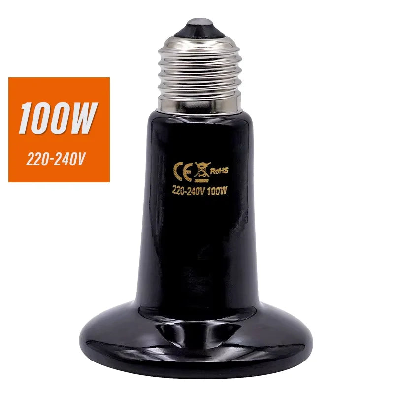 220V Pet Ceramic Heating Lamp Bulb Bird Heat Lamp Protective Cover Against Scalding No Light Emitting Heater for Reptile Poultry