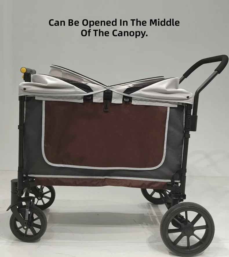 Pet Stroller for Dogs and Cats, Large Space Pet Carrier, Push and Pull Design, Outdoor Travel Cart