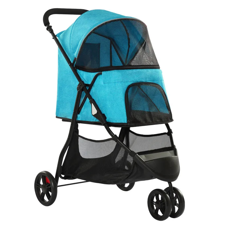 Pet Stroller Lightweight, 3-Wheel Dog Cat Carrier for Small to Medium Pets, Portable Travel Cart, Outdoor Walking
