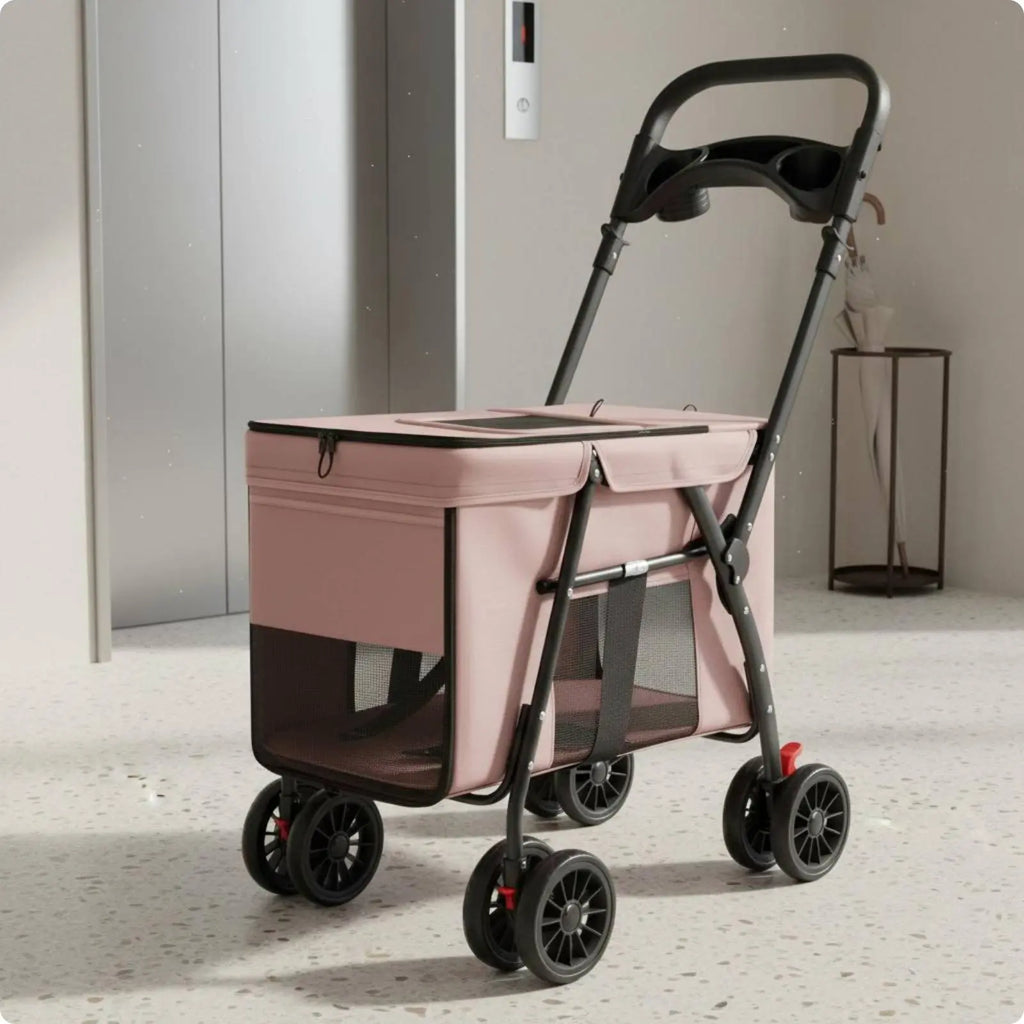 Dog Stroller Collapsible Feline Stroller Lightweight Pet Stroller Easy Accessible Creature Gear Rear Brakes for Walks, Outdoor