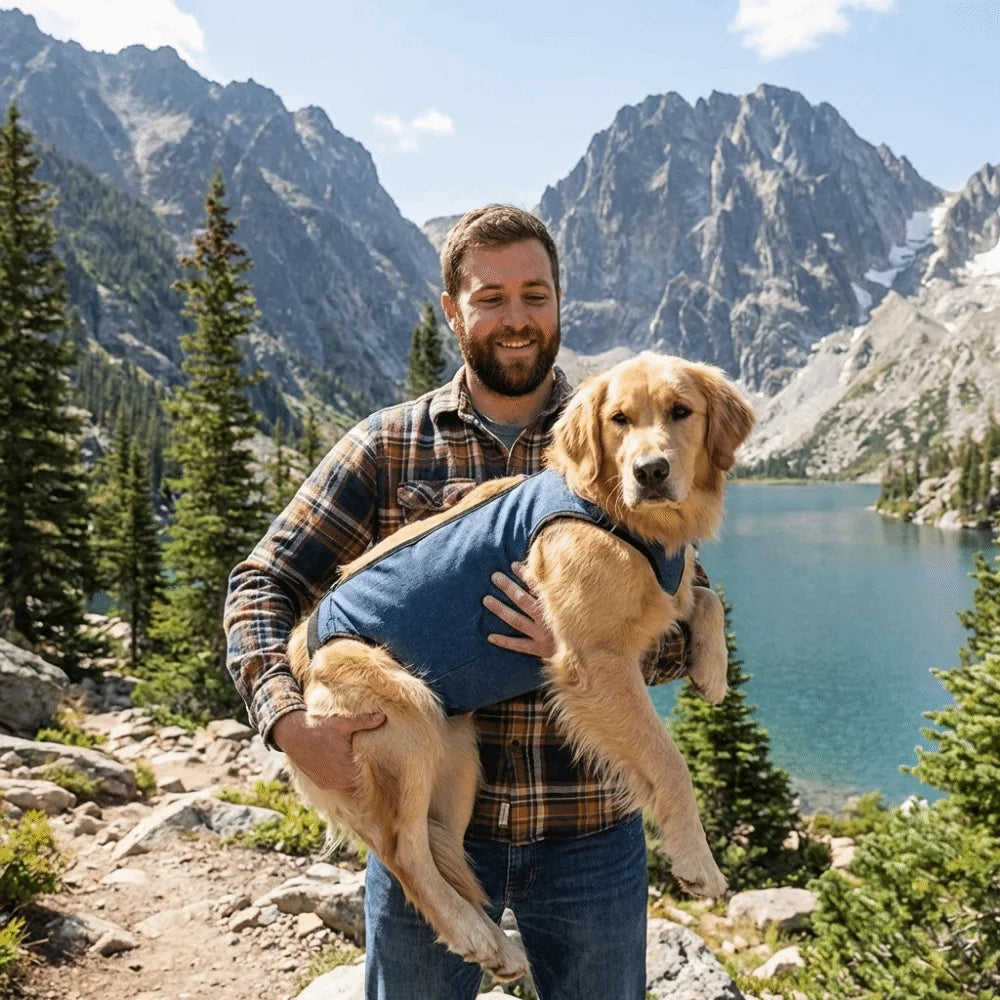 Durable Adjustable Straps Dog Sling Harness with Pockets Soft Carry Dog Shoulder Bag Breathable Puppy Sling Carrier Outdoor