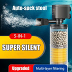 Silent 220V Submersible Aquarium Filter (Turtle & Fish Tank, Bio Sponge, Wave Maker)