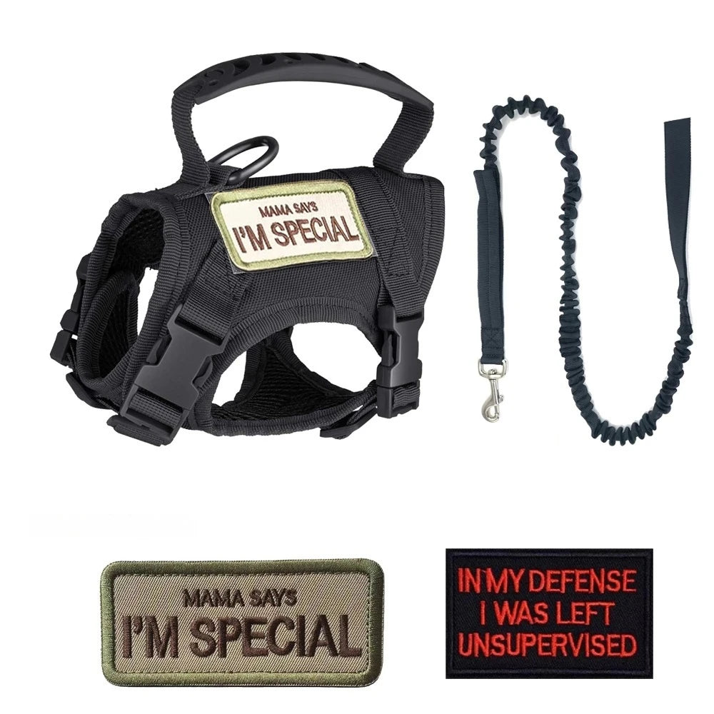 Breathable Tactical Cat & Dog Chest Harness — Adjustable Vest Leash for 3–20kg Pets