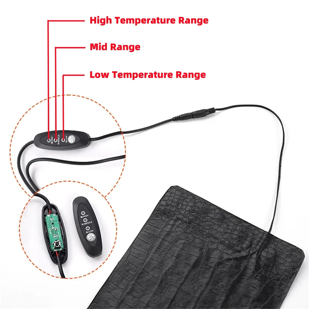Anti-scratch Leather Pet Heating Pad Reptile Turtle 3 Gear Adjustable Temperature Waterproof USB Charging Pet Heat Mat Grey 1Pc