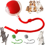 Auto Bouncing Ball Cat Toy with Rope — Type-C Rechargeable Motion-Activated 3-Mode Interactive Toy