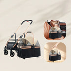 Detachable Basket Pet Stroller Large Space and Comfortable Dog Stroller Easy Folding Pet Stroller Portable Pet Handbag