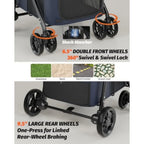 Dog Stroller for Large and Medium Dogs, Pet Stroller for 2 Small Dogs Up to 80 Lbs, Extra Large Heavy Duty, Folding and Breatha
