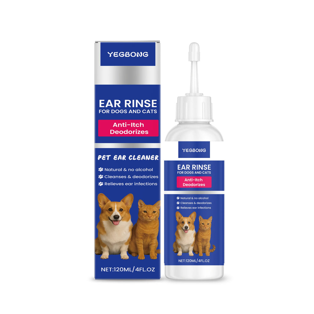 Pet Ear Cleaner For Dogs & Cats, Gentle Ear Care Solution Helps Remove Wax & Odor Cleansing Dirt Soothing Pet Ear Care Sol 120ML