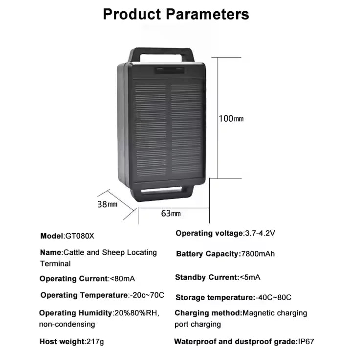 GPSONE Solar-Powered Wireless GPS Tracker for Cattle & Sheep - Intelligent Livestock Positioning