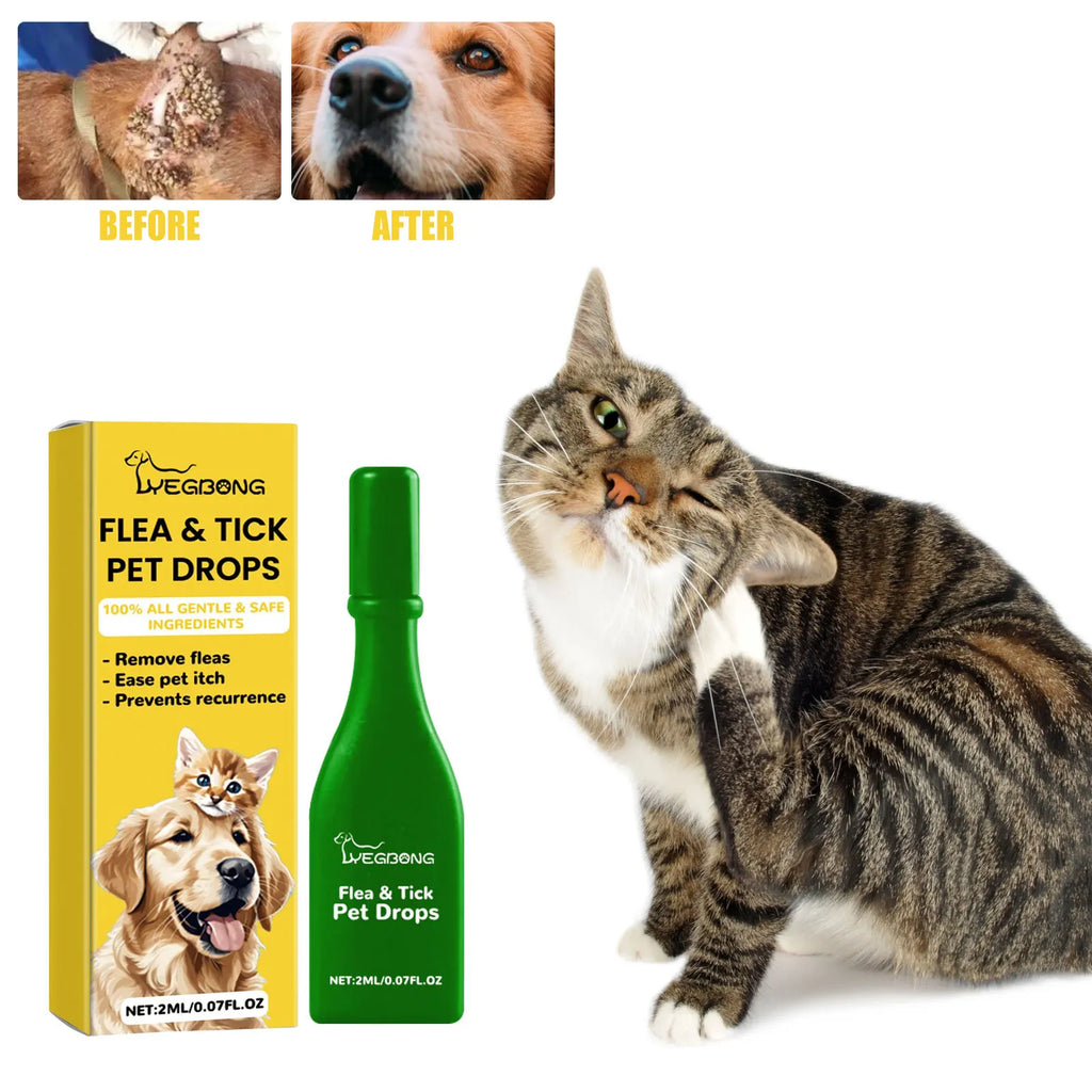 Anti-Flea Treatment Drops for Cats and Dogs (Tick & Lice Remover, Multi-Size)