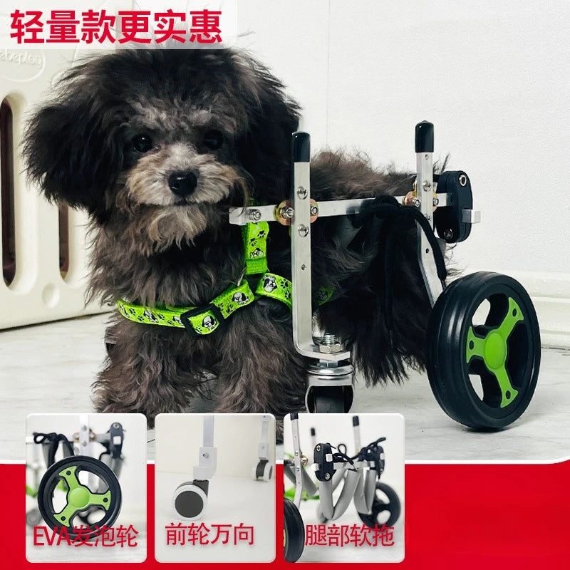 Metal 4-Wheel Dog Wheelchair for Disabled & Elderly Pets - Hind Leg Support Aid for Dogs & Cats