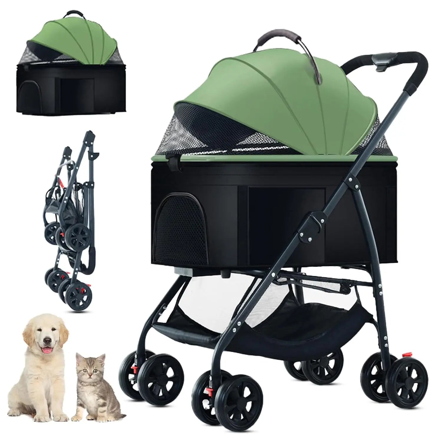 For Medium Dogs Cats 3-in-1 Pet Dog Stroller Wagon Removable Carrier Up to 55lbs Dog Carrier Backpack Travel Stroller