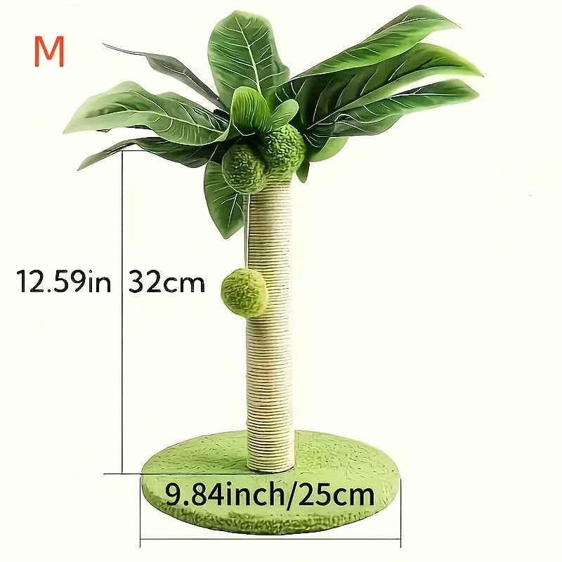 Coconut Tree Cat Scratching Post with Hanging Ball — All-Season Indoor Cat Exercise & Play Tower