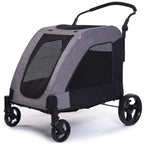 STLFHeavy Duty Pet Stroller Large Dog Cart Max Load 60KG 132lbs Folding Carrier Wagon Pram for XL Dogs Outdoor Travel Grey