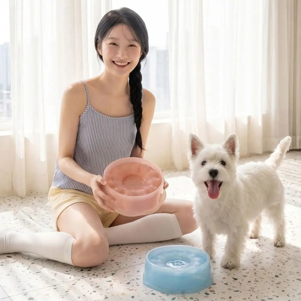 Plastic Pet Floating Water Bowl Large Capacity Spill Proof Pet Water Dispenser Anti-Splash No Wet Mouth Dog Drinking Bowl