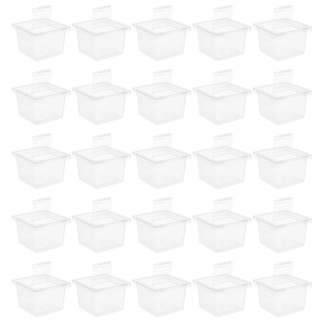 100 Pcs Pet Feeding Box Acrylic Terrarium Reptiles Lizard Spider Cage Kennel Animals Food Incubator Tank