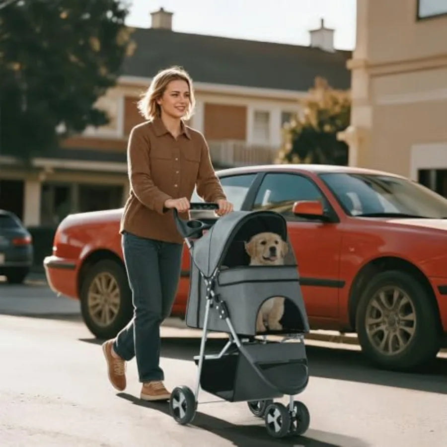 Pet Stroller for Small Dogs 10 lbs, Dog Stroller for Medium Dogs 30 lbs, Cat Strollers for 2 Cats, 3 Wheels Foldable Jogger Pup
