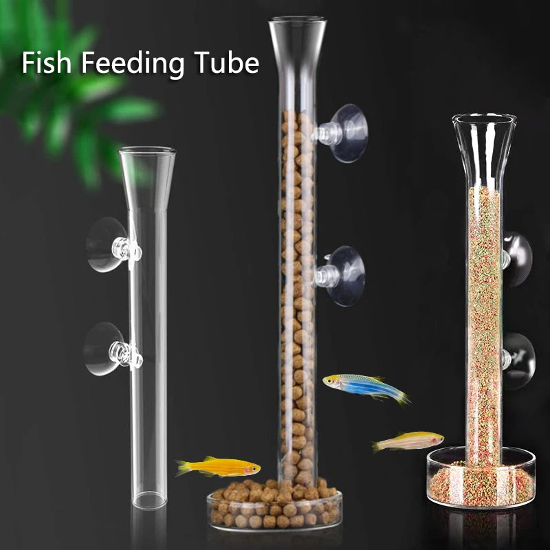 Glass Aquarium Shrimp Feeder Bowl & Tube (Transparent, Snail & Shrimp Food Dish)