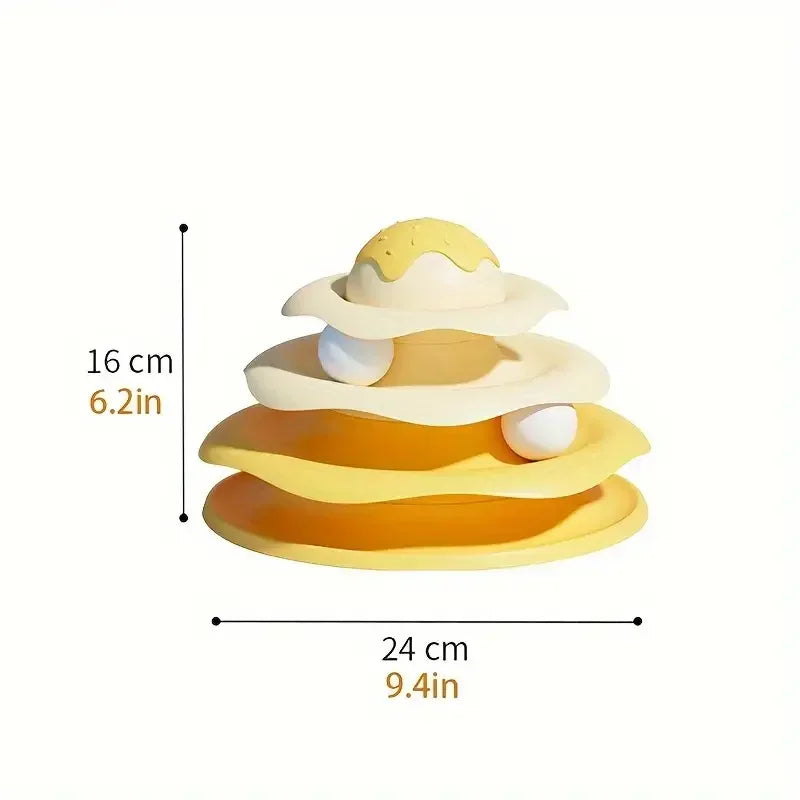3-Layer Cat Turntable Tower Track Toy — Interactive Ball Chase & Spin