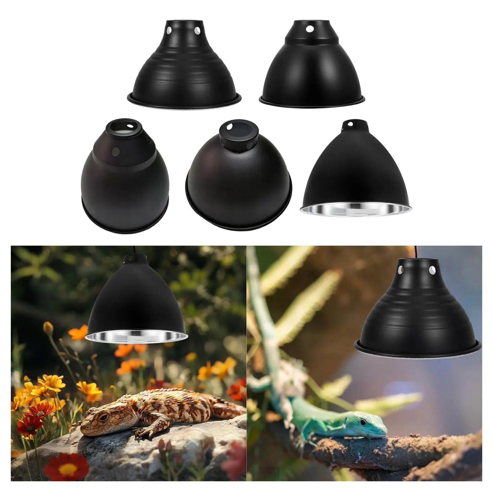 Reptile Dome Lamp Cover Aluminum Easy Installation Light Shade for Lizard Chameleon Bearded Dragon Reptile Terrarium Snake