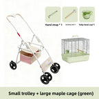 Foldable Lightweight Pet Stroller for Parrots Dogs Cats Outdoor Travel Carrier with Storage Space Portable Pet Transport Cart