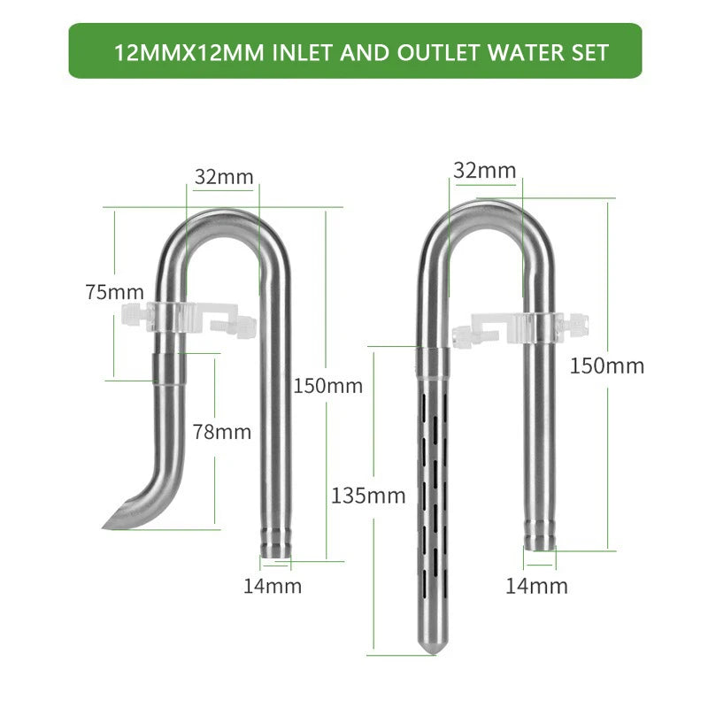 Stainless Steel Aquarium Filter Lily Pipe & Oil Film Skimmer (WYIN Style, Inflow/Outflow)