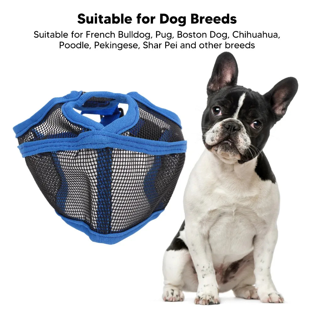 Comfort-Wear Short Snout Dog Muzzle (Breathable, Bulldog, Anti-Scavenge)