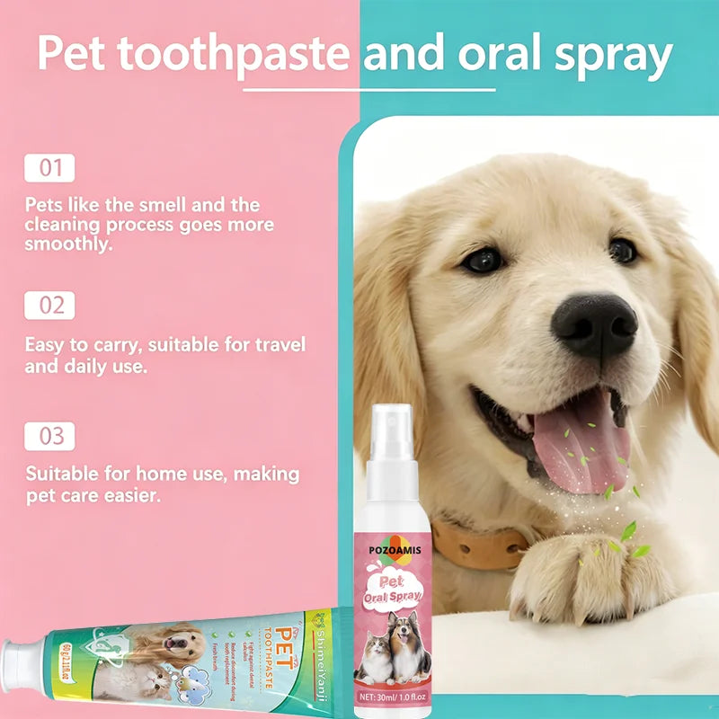 Pet Toothpaste and Oral Spray, Remove Tartar and Keep Breath Fresh. Primarily Designed for Pets of All Ages.