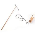 Colorful Feather Rod Cat Wand Toy — Interactive Wood Handle Teaser Stick for Cats