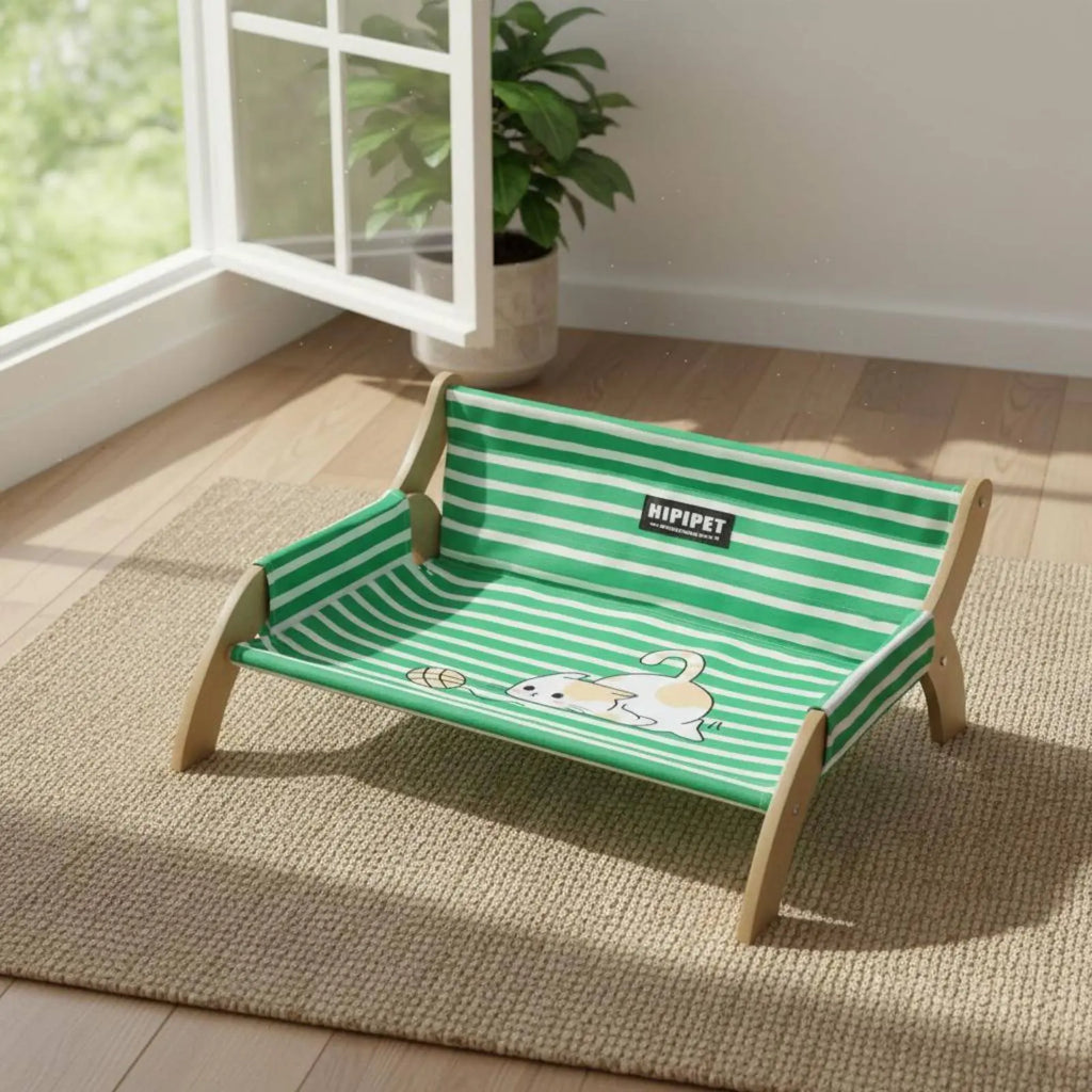 Elevated Wooden Pet Cot, Breathable & Moisture-Resistant (Summer)