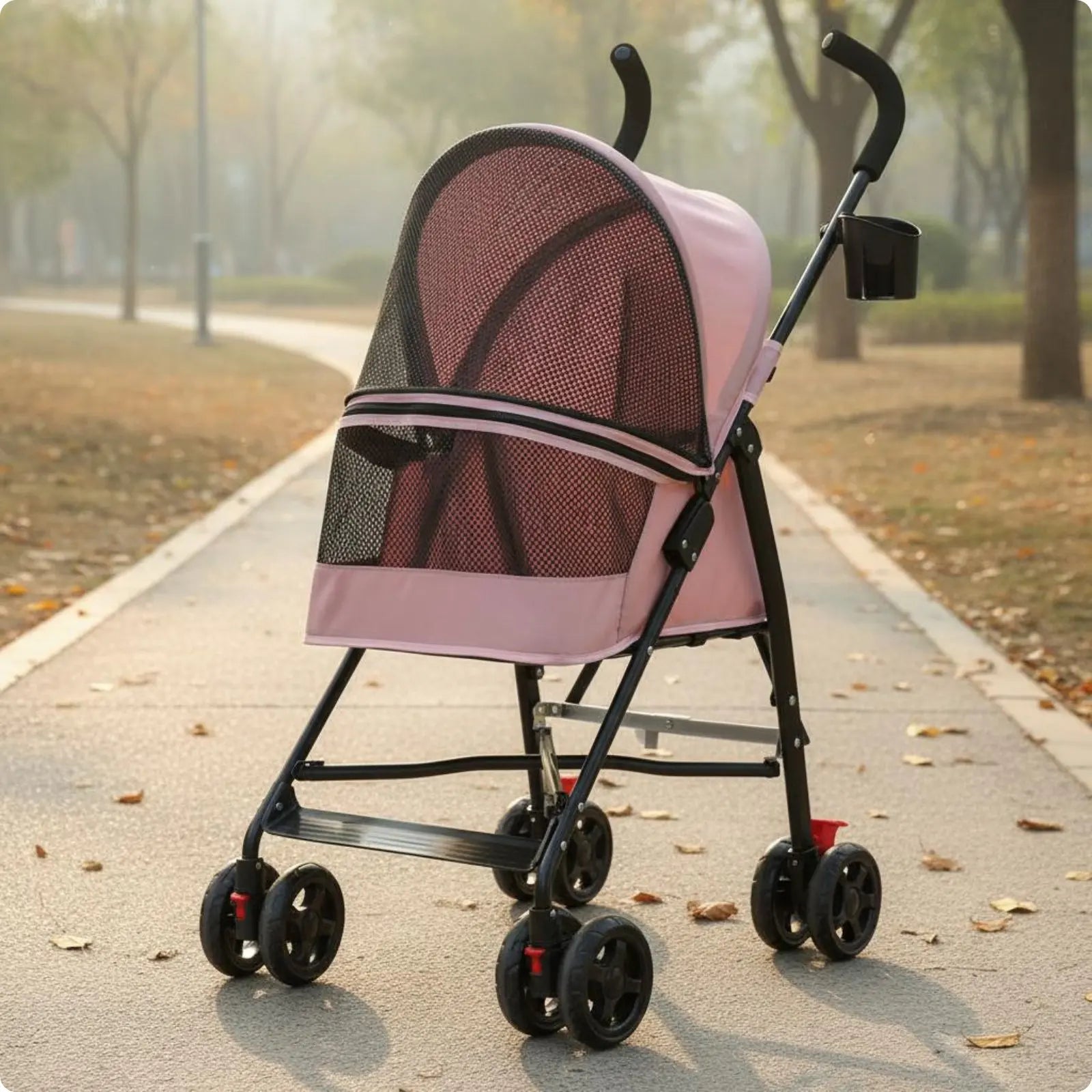 Foldable Pet Stroller Ventilated Lightweight Pet Stroller Large Viewing Window Brake System for Small Pets, Outdoor Walks, Park