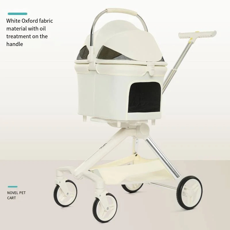 Fashionable High-end Pet Cart Stroller with Directional Design, Small and Medium-sized Dog Teddy Cat Stroller Separable Pet Bag