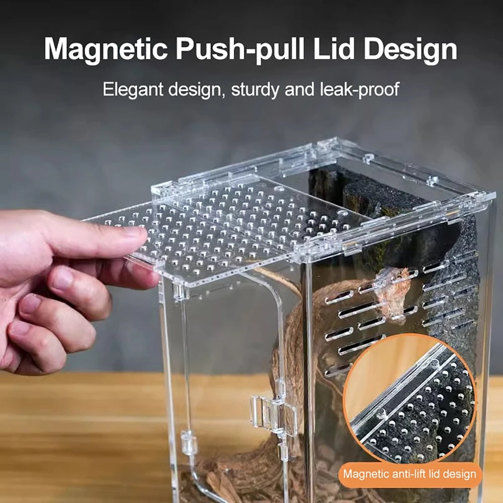 15x15x25cm Reptile Breeding Box Transparent Visable Arboreal Terrarium Habitat Insect Spider Lizard Scorpion Feeding Cage