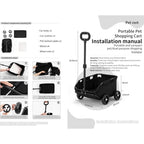 Folding Travel Pet Cart 4 Wheels Rolling Cat Carrier Lightweight Trolley For Travel Shopping Walking Shock Absorption Wheels