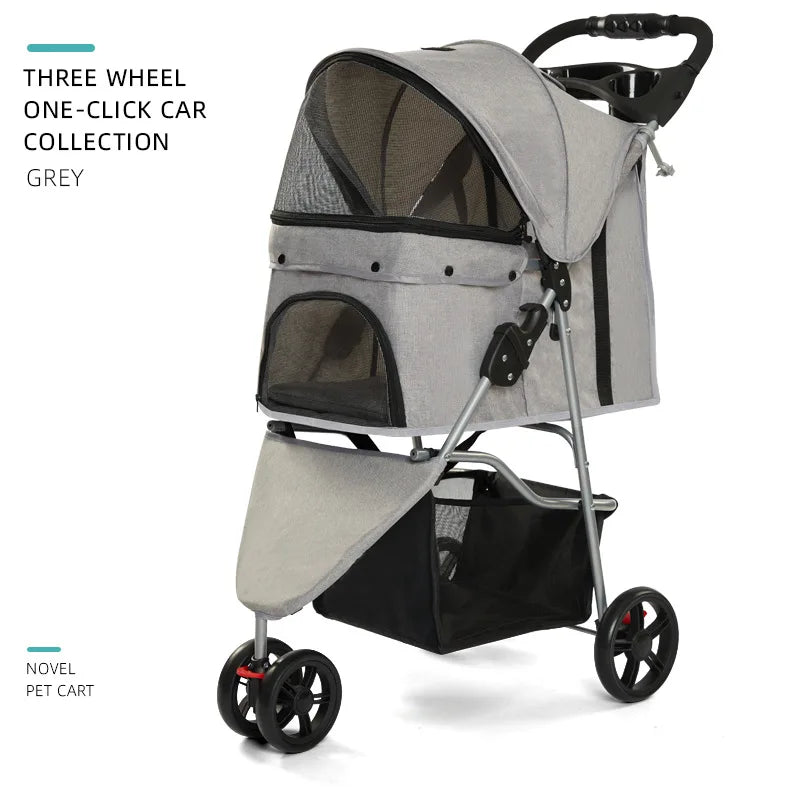 Foldable lightweight pet, cart is portable and breathable when going out, universal travel trolley for cats and dogs